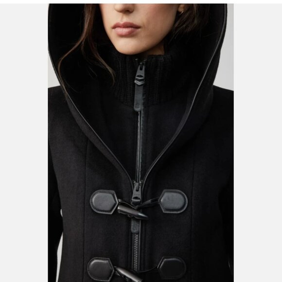 Mackage Rosalie-O Leather Trim Wool Blend Coat with Toggle and Zip Off Hood - Picture 2 of 10
